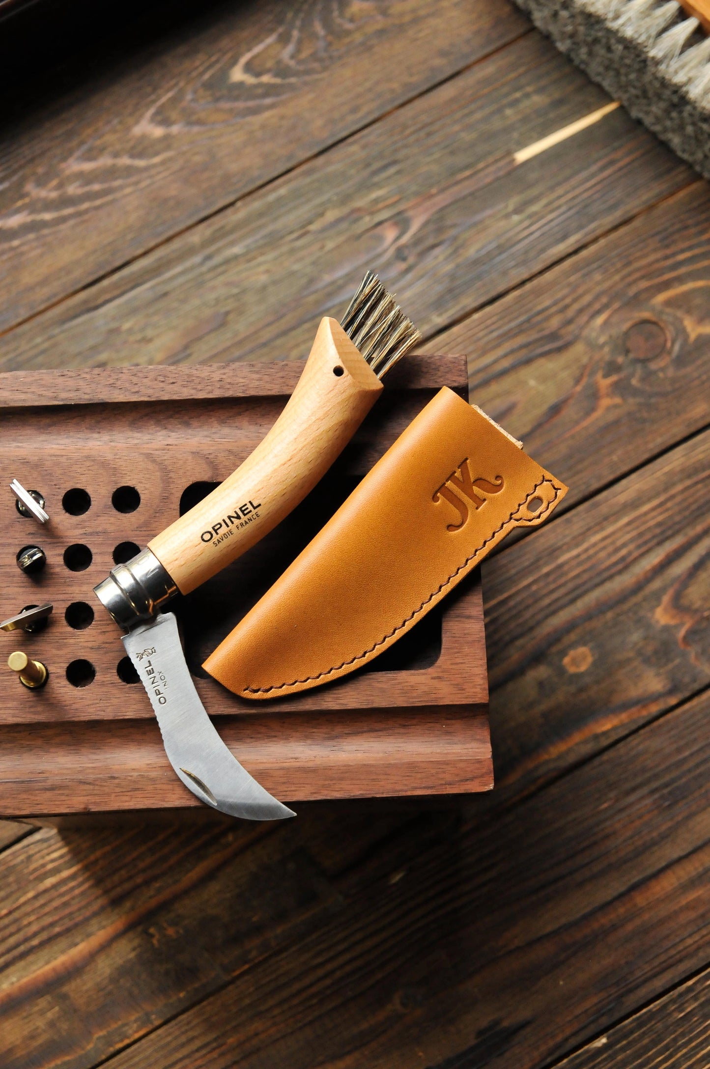 Personalized Leather Sheath Mushroom Knife  Opinel No. 8, Mushroom Picker Gift, Opinel Knife Sheath, Mushroom picking, Belt sheath Opinel