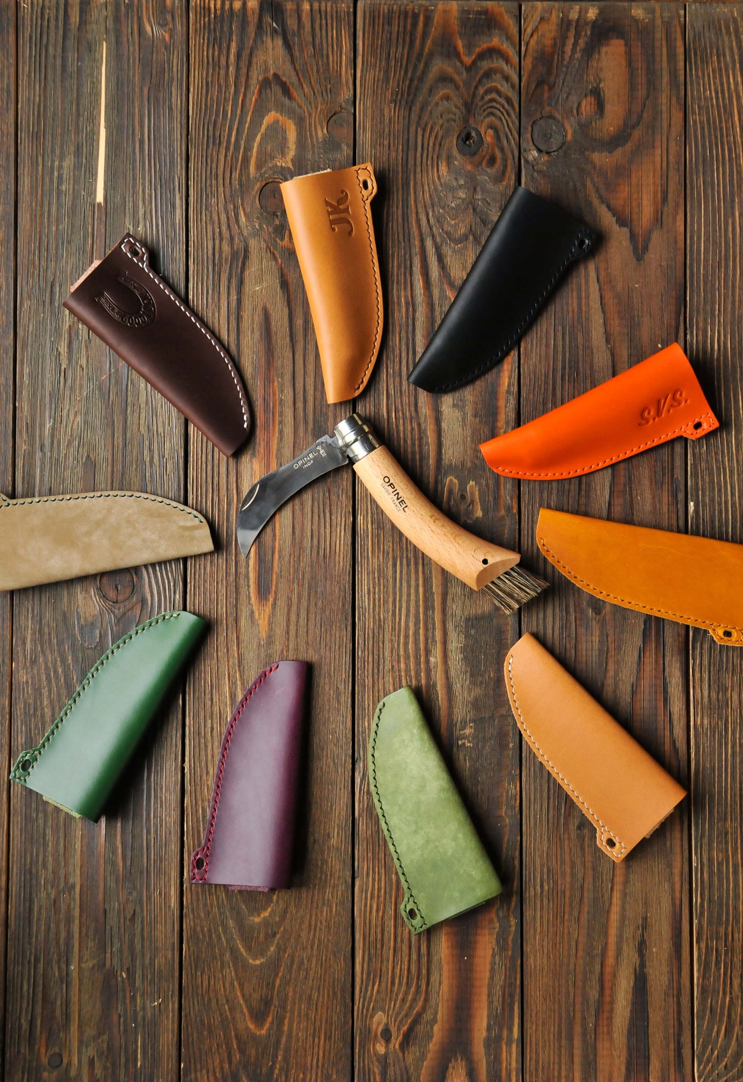 Personalized Leather Sheath Mushroom Knife  Opinel No. 8, Mushroom Picker Gift, Opinel Knife Sheath, Mushroom picking, Belt sheath Opinel
