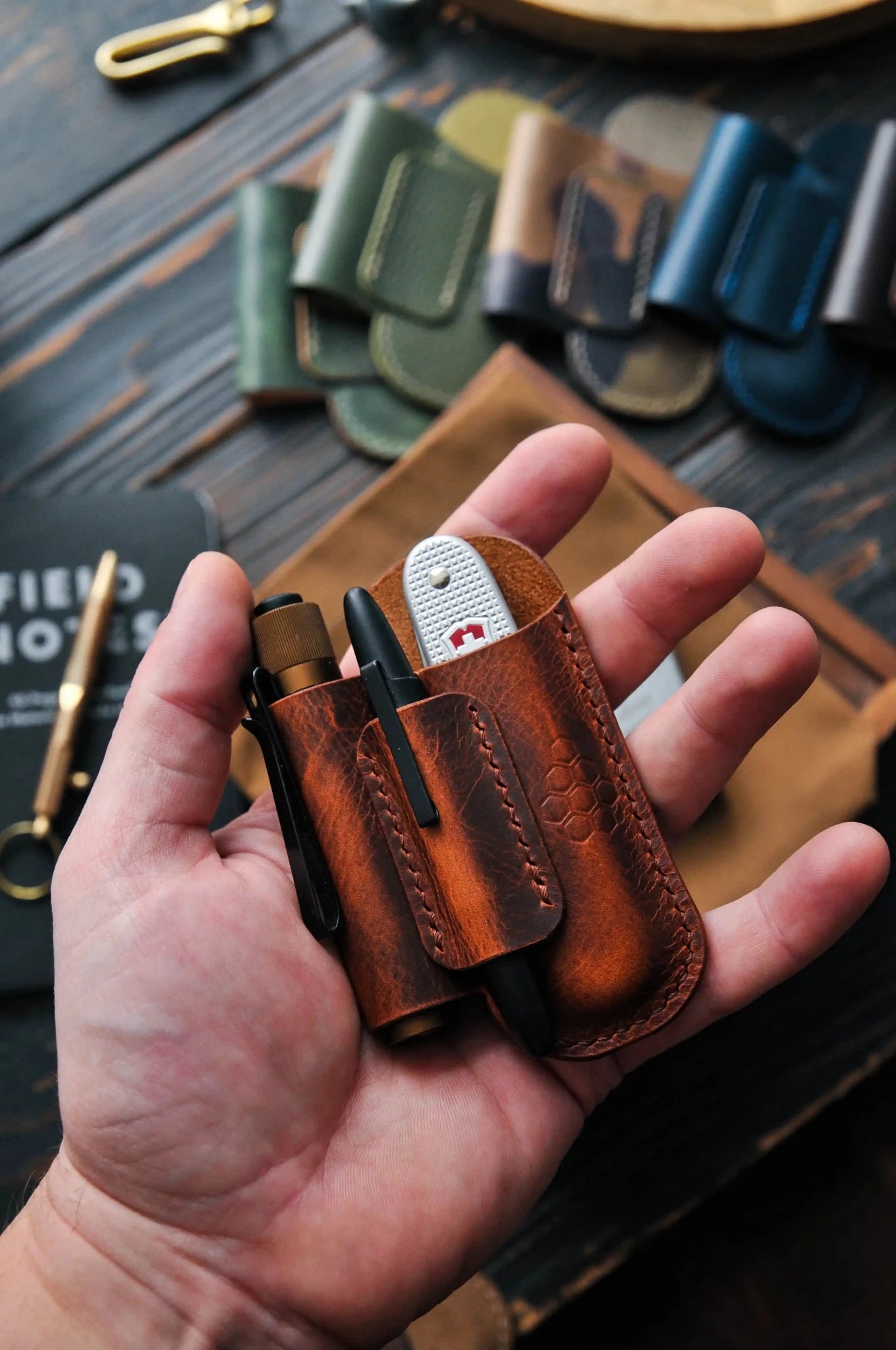 Leather Edc Pocket Organizer, EDC Gear Pouch, SAK Sheath, Flashlight Sheath, Edc Sheath