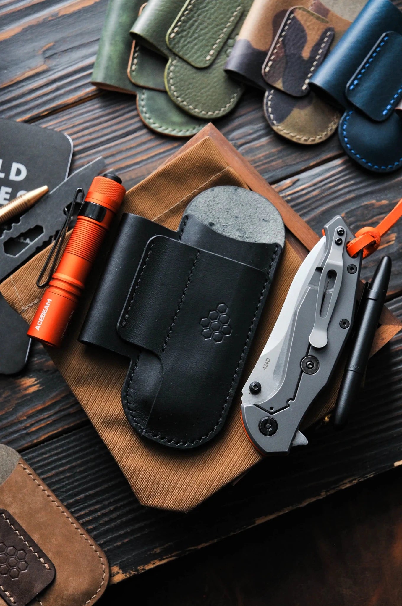Leather Edc Pocket Organizer, EDC Gear Pouch, SAK Sheath, Flashlight Sheath, Edc Sheath