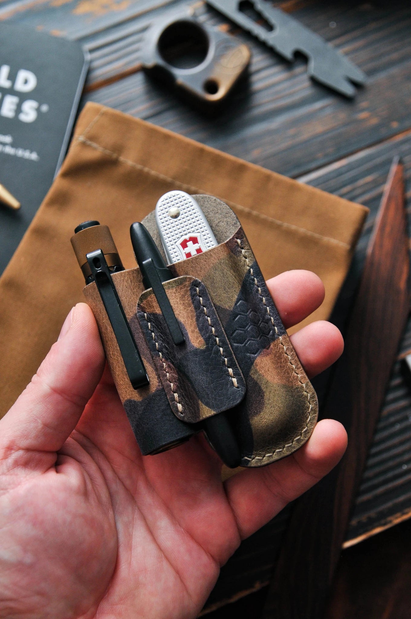 Leather Edc Pocket Organizer, EDC Gear Pouch, SAK Sheath, Flashlight Sheath, Edc Sheath (Copy)