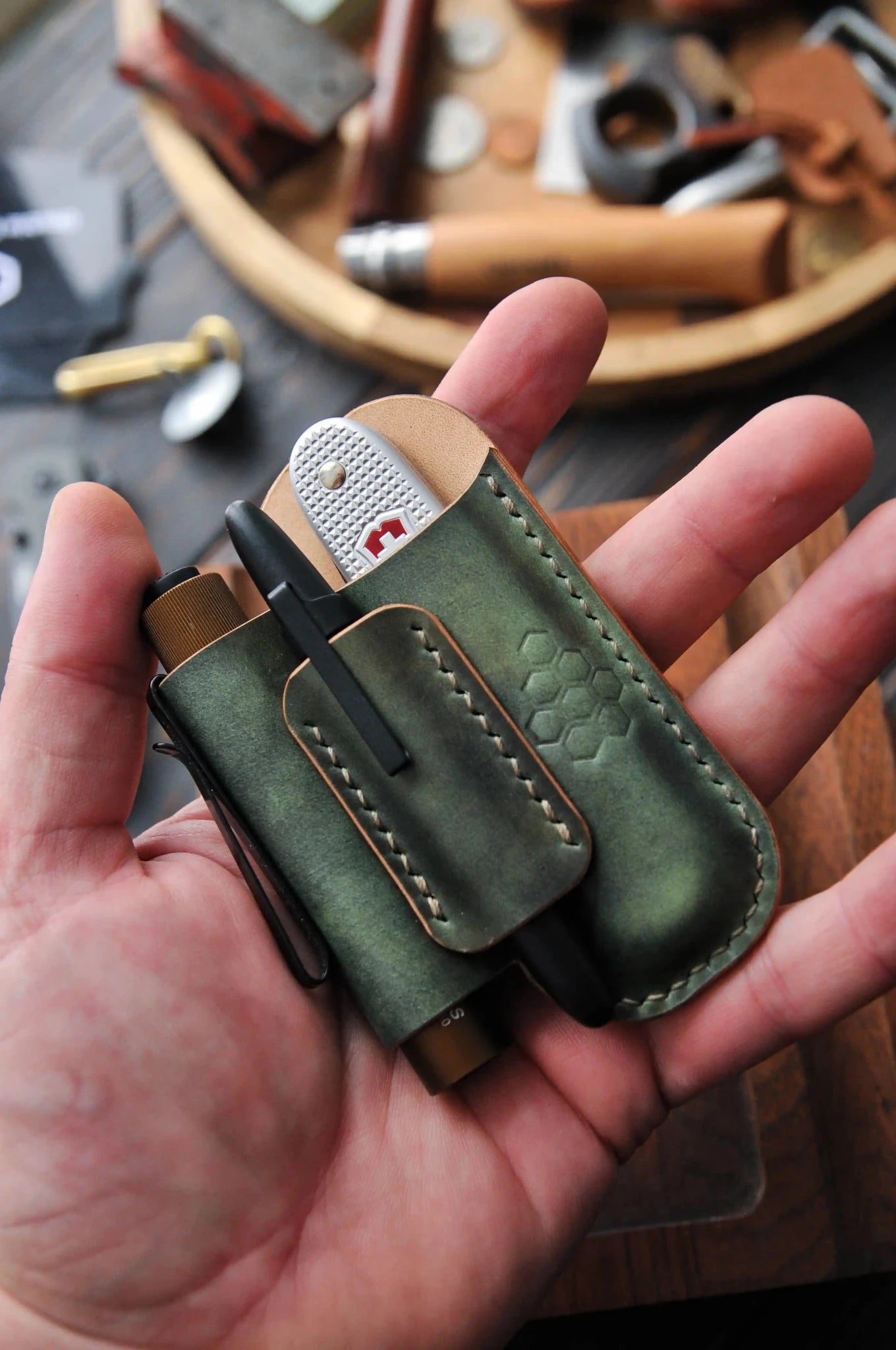 Leather Edc Pocket Organizer, EDC Gear Pouch, SAK Sheath, Flashlight Sheath, Edc Sheath (Copy) (Copy)