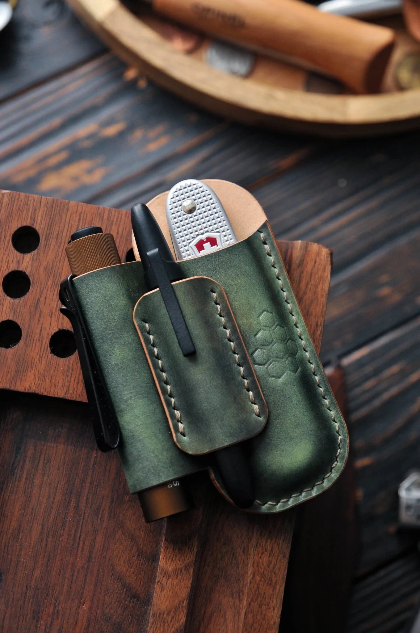 Leather Edc Pocket Organizer, EDC Gear Pouch, SAK Sheath, Flashlight Sheath, Edc Sheath (Copy) (Copy)