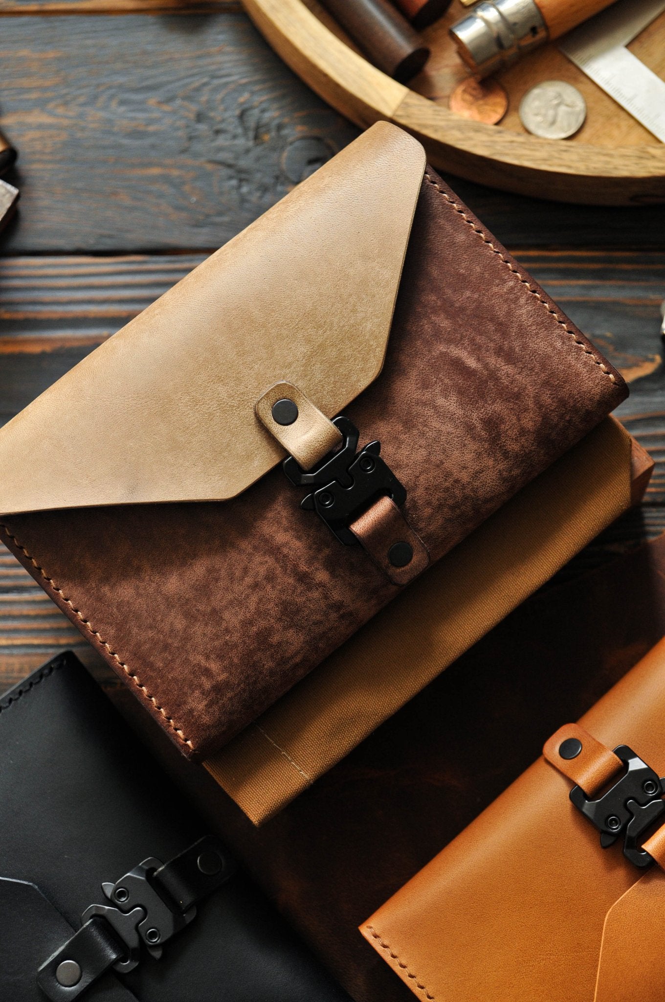 Leather Tobacco Pouch, Travel Organizer for Smoking Accessories