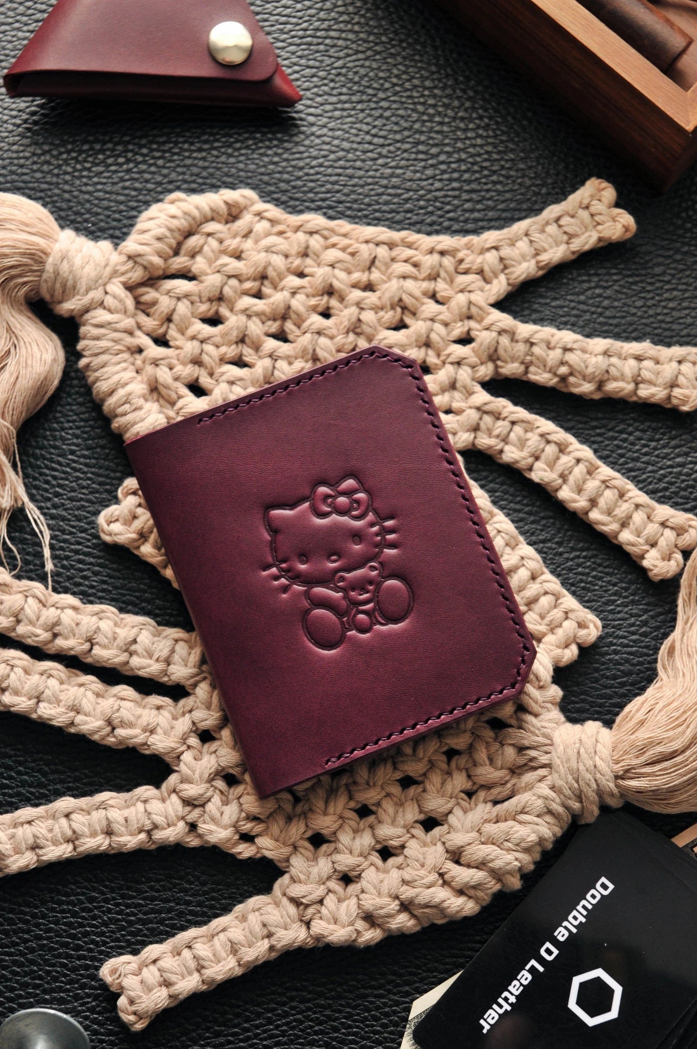 Minimalist leather wallet Hello Kitty