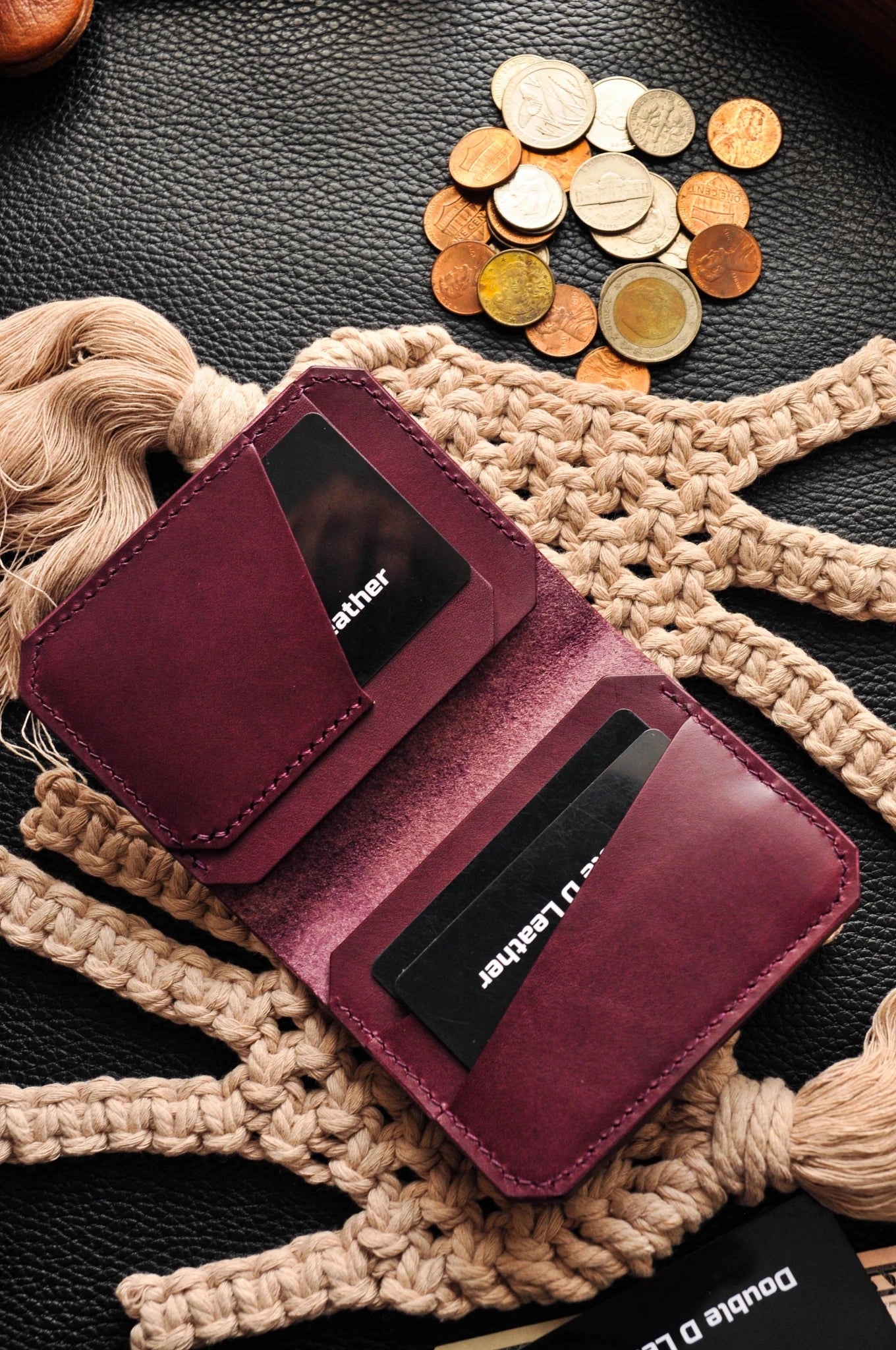 Minimalist leather wallet Hello Kitty