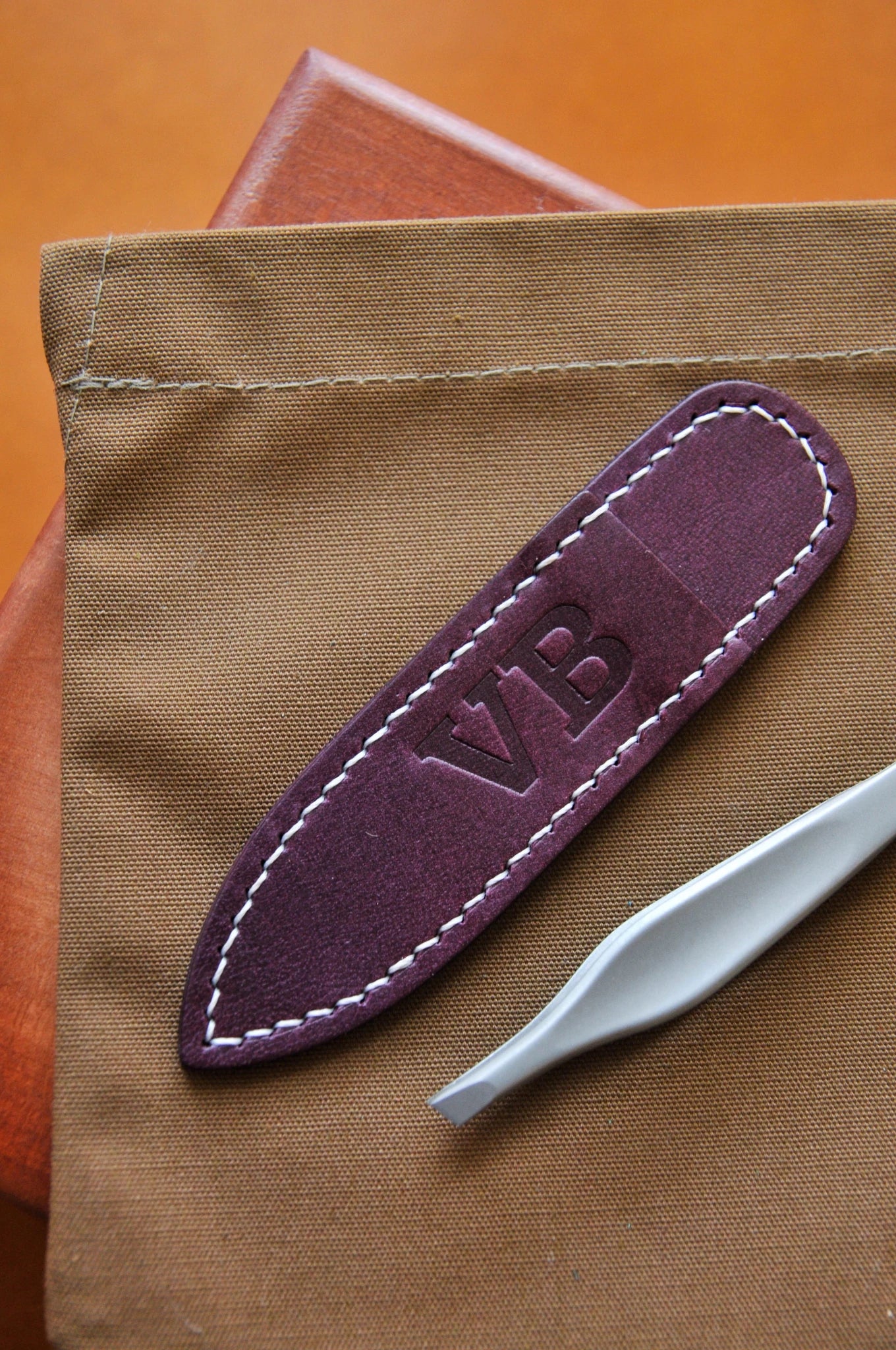 Personalized tweezers case,  leather  tweezers holder
