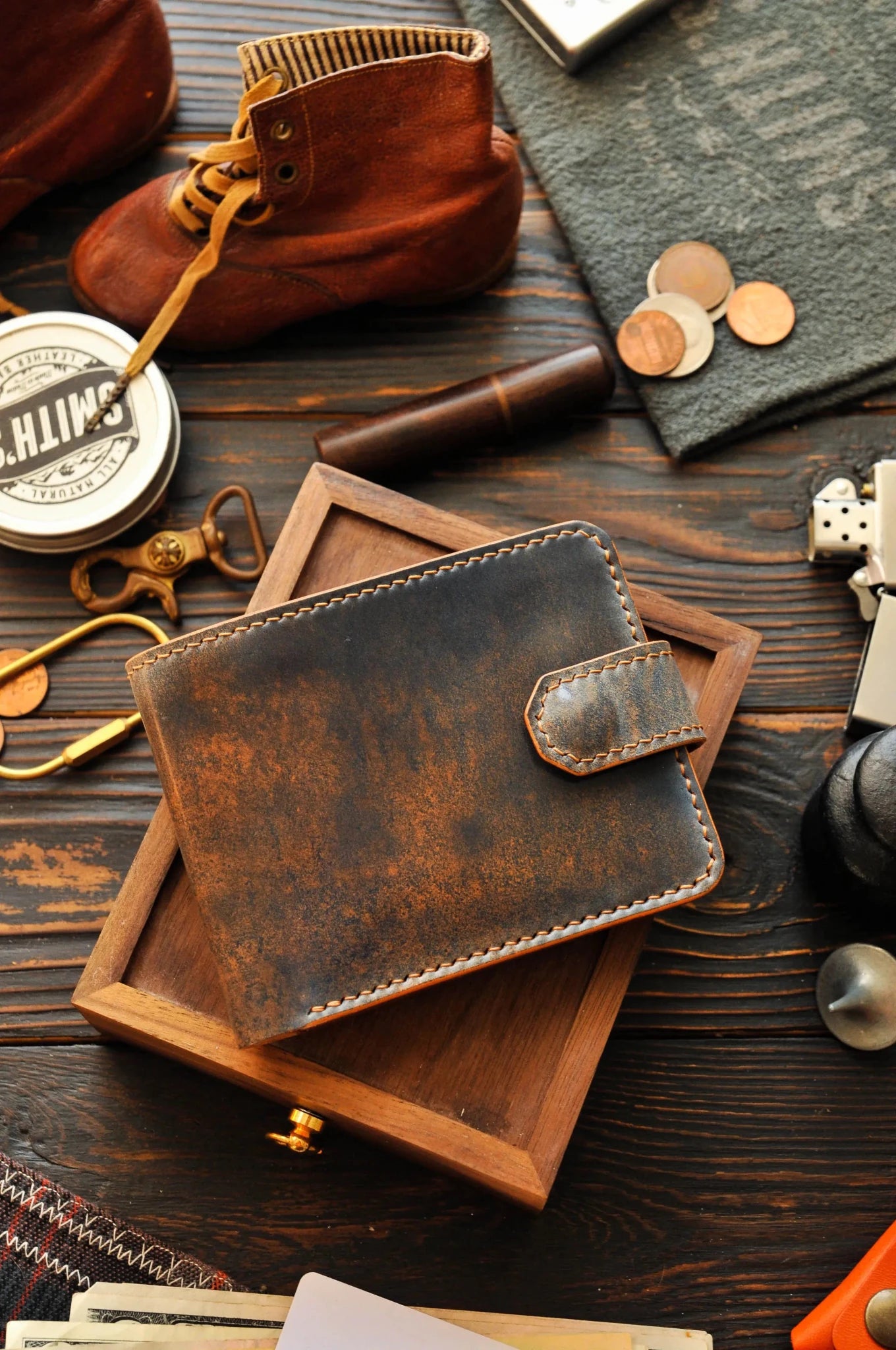 Shell Cordovan leather wallet