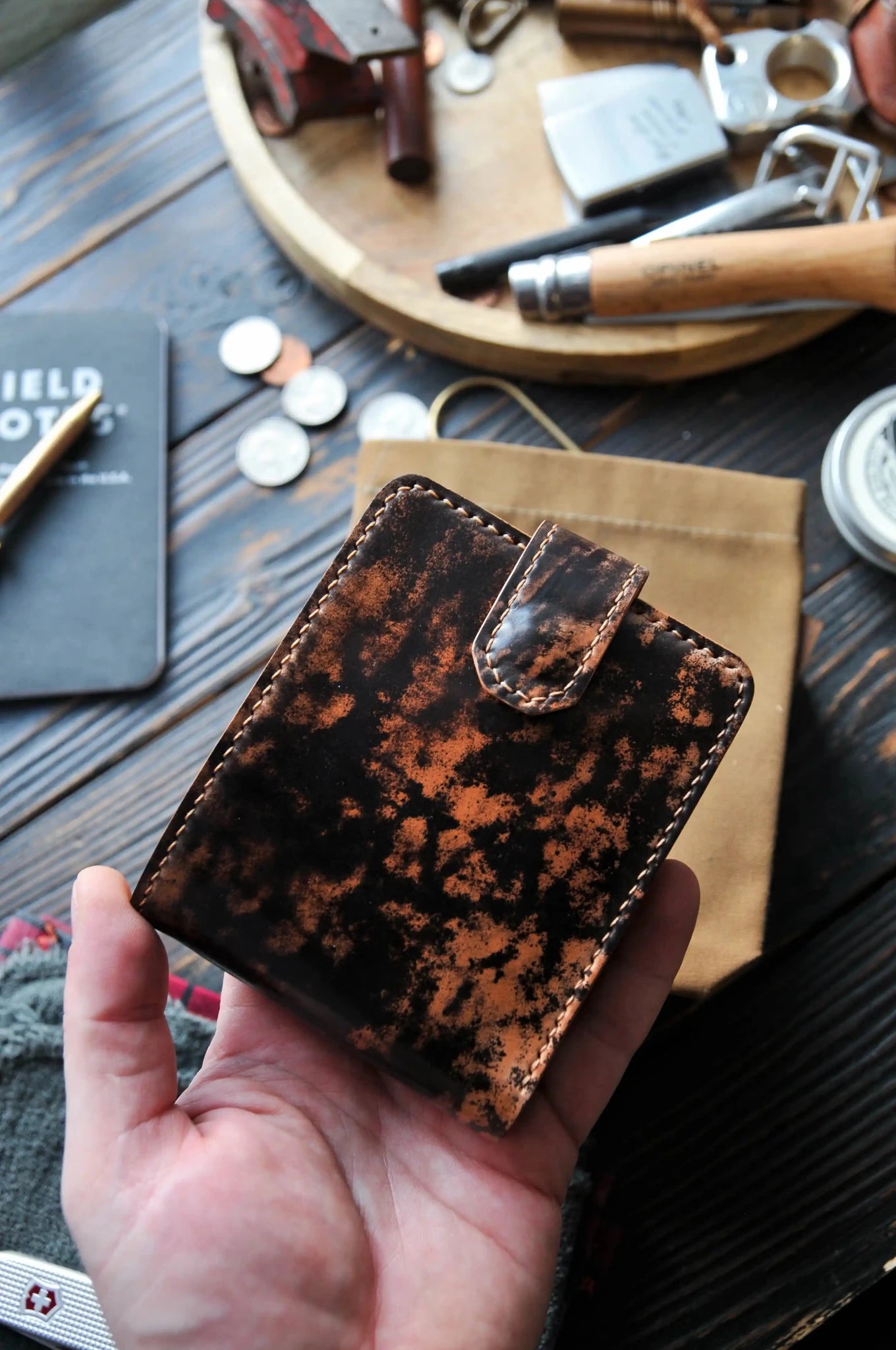 Shell Cordovan leather wallet