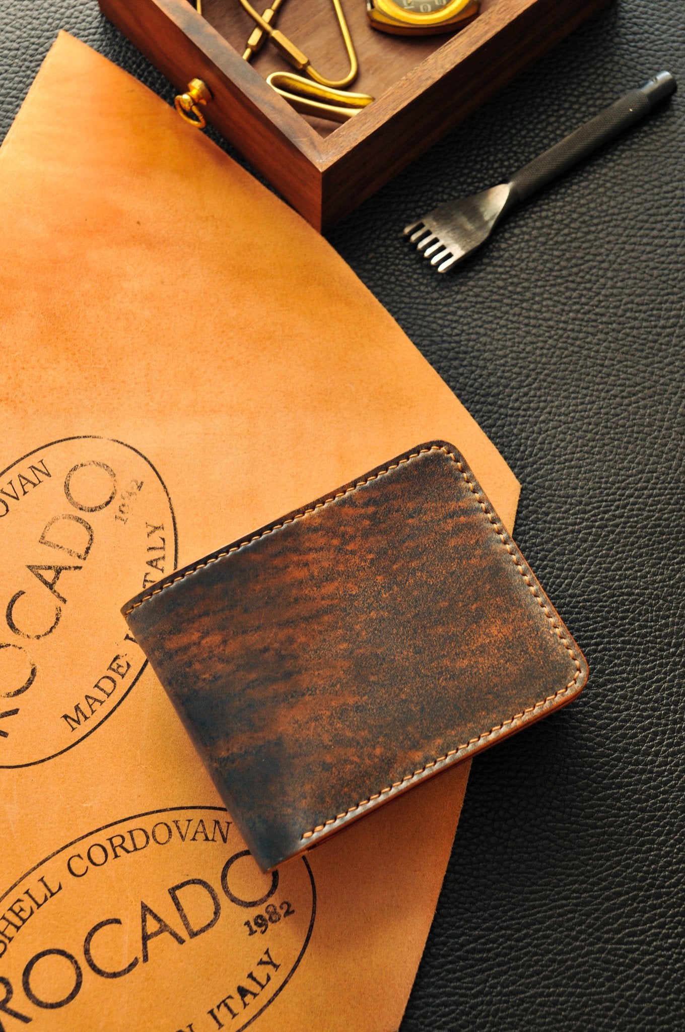 Shell Cordovan leather wallet